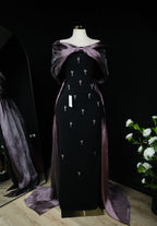 Bow tail Evening Dress – Purple